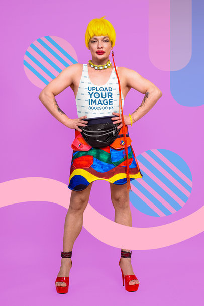 Tank Top Mockup Featuring a Trans Woman Standing in an Empowered Pose m33089 r-el2