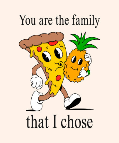 Holiday T-Shirt Design Template Featuring a Pizza With a Pineapple for BFF Day 