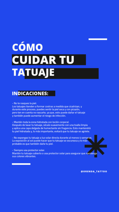 Instagram Story Creator Featuring Recommendations to Take Care of a New Tattoo