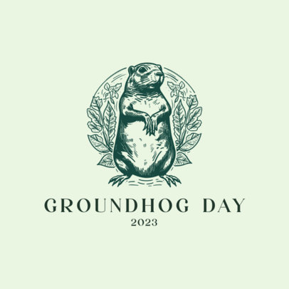 Groundhog Day Logo Maker Featuring an Illustrated Rodent Animal