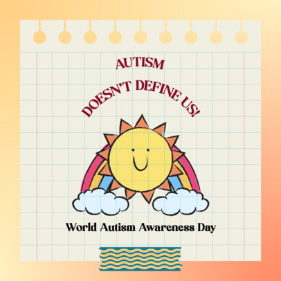 Instagram Post Maker Featuring a Smiling Sun Drawing for World Autism Awareness Day 5799