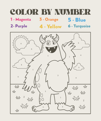 Worksheet Design Maker with a Color-by-Number Drawing Exercise for Kids 5733