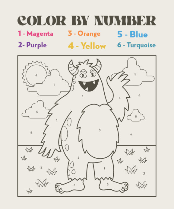Placeit - Worksheet Design Maker with a Color-by-Number Drawing ...
