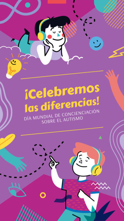 Doodle-Themed Instagram Story Template for Autism Awareness 5800c