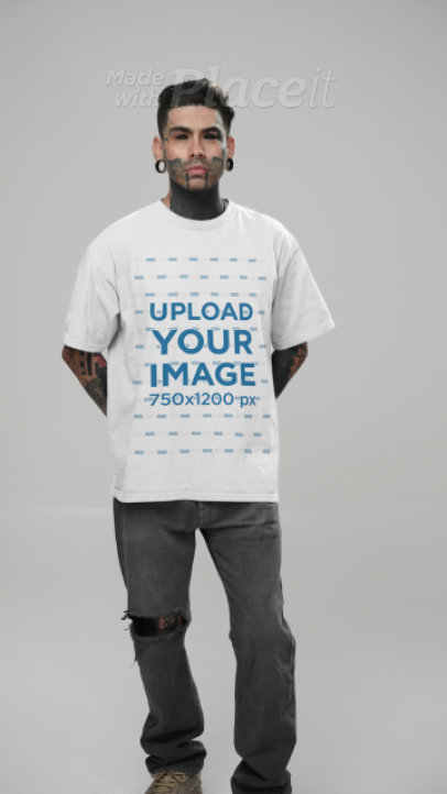 T-Shirt Video Featuring a Tattooed Man With a Gothic Style