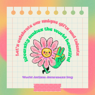 Autism Awareness Day-Themed Instagram Post Creator with an Illustrated Flower