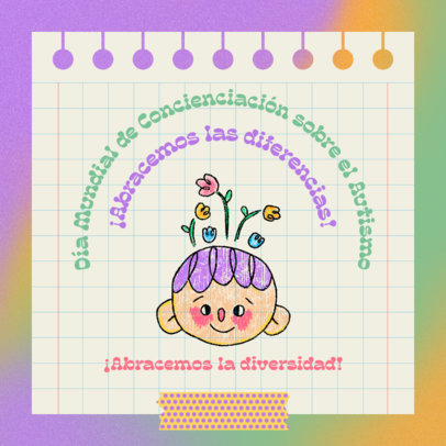 Instagram Post Creator for Autism Awareness Day Featuring a Happy Kid Illustration