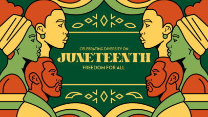 YouTube Banner Template Featuring People Faces Illustrations for Juneteenth 5801h