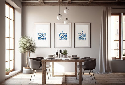 Art Print Mockup Featuring an AI-Generated Dining Room