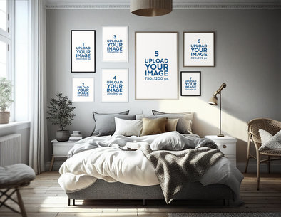 Art Print Mockup Featuring a Modern AI-Generated Bedroom