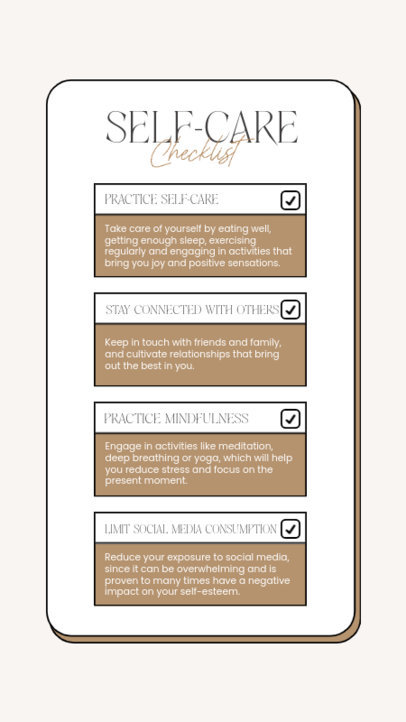 Instagram Story Design Maker Featuring an Activity Checklist for a Better Mental Health