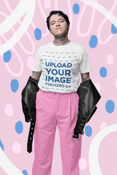 Bella Canvas T-Shirt Mockup Featuring a Man with a Neck Tattoo