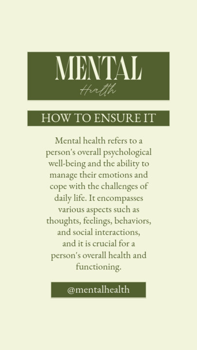 Instagram Story Generator Featuring a Wellness Theme for Mental Health