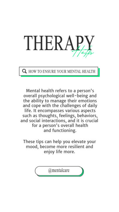 Instagram Story Template Featuring a Therapy Advice for a Better Mental Health