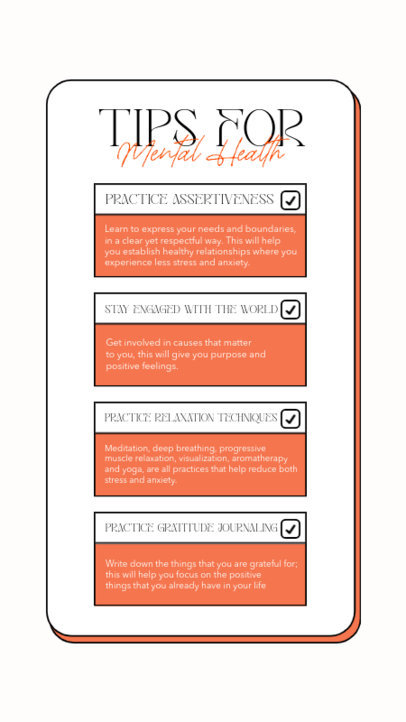 Instagram Story Template with Tips to Put in Practice for a Healthier Mind