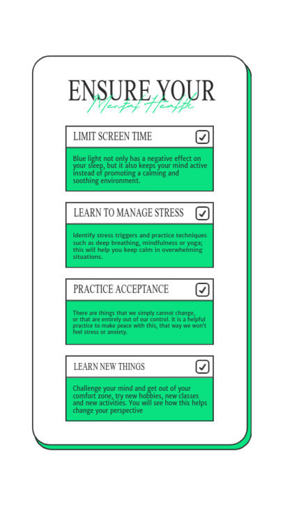 Instagram Story Maker Featuring a Checklist to Ensure a Positive Mental Health