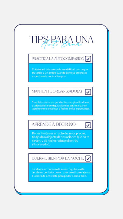 Instagram Story Generator Featuring a Helpful Checklist for a Healthy Mind