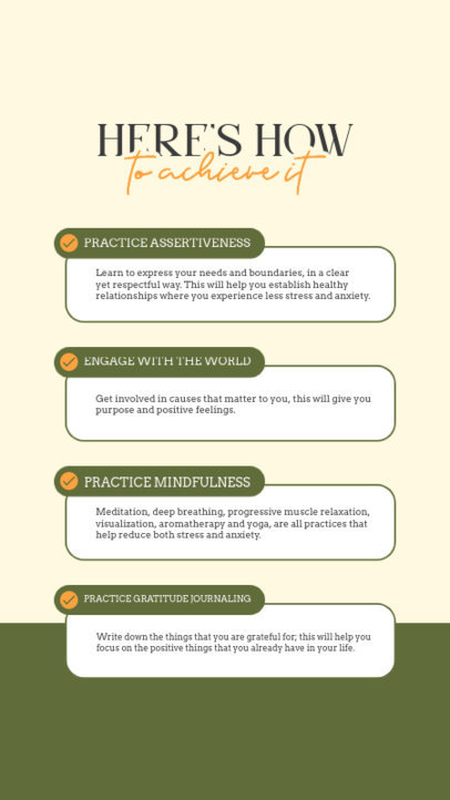 Instagram Story Maker Featuring a Customizable Checklist to Achieve a Healthy Mind