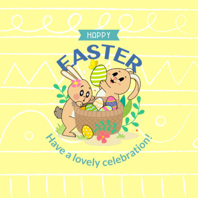 Holiday Instagram Post Generator to Wish a Happy Easter With Bunny Graphics 5815a