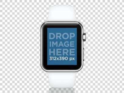 Mockup of a White Apple Watch with a Transparent Background