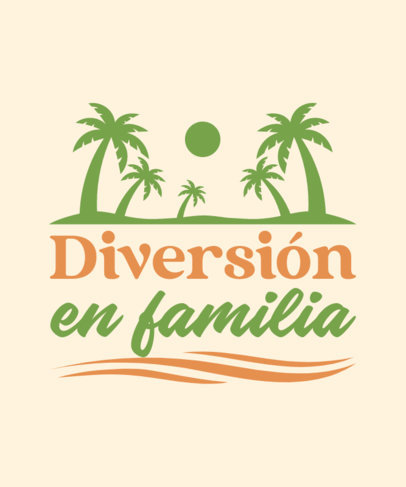 Quote T-Shirt Design Template for a Family Trip With an Illustrated Beach