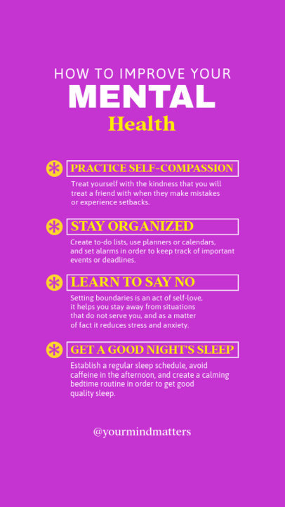 Instagram Story Generator Featuring Ways to Improve Mental Health