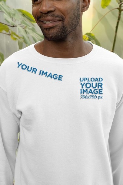 Gildan Embroidered Crewneck Sweatshirt Mockup of a Smiling Bearded Man With Braces