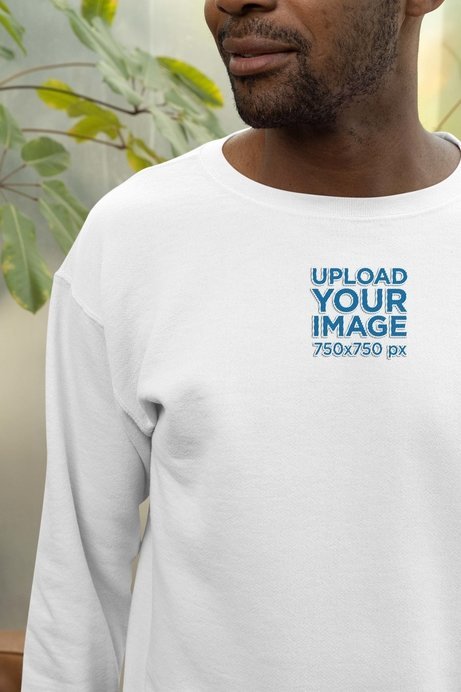 Closeup Mockup of a Bearded Man Wearing a Rounded-Neck Sweatshirt
