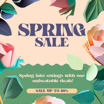 Instagram Post Generator for a Spring Sale Featuring Flower Illustrations