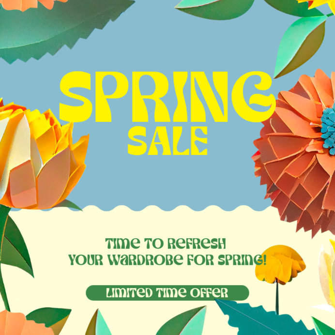 Instagram Post Maker Featuring Leaf Graphics for a Spring Offer