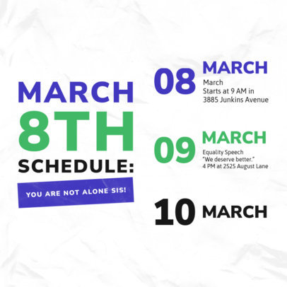 Instagram Post Generator for an International Women's Day Schedule