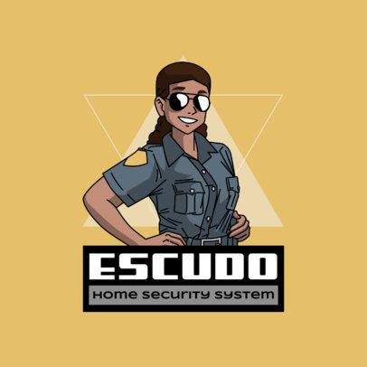 Anti-Burglary System Logo Generator with a Female Policeman Graphic