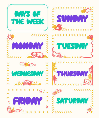 Educational Worksheet Design Generator for Teachers With the Days of the Week 5732a