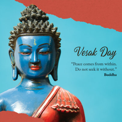 Instagram Post Template with a Peace-Themed Quote for Buddha Purnima 6219a-el1