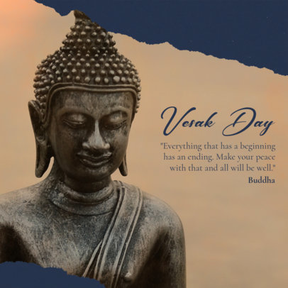 Instagram Post Template with a Buddha Statue Picture for Vesak Day 6219d-el1