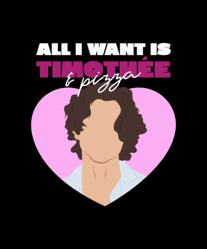 AI-Generated T-Shirt Design Creator With a Famous Hollywood Actor Graphic Inspired by Timothee Chalamet