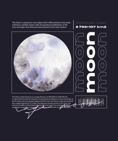 National Space Day-Themed T-Shirt Design Maker Featuring a Moon Graphic