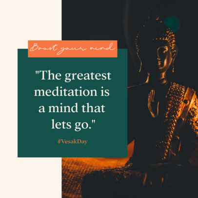 Instagram Post Creator Featuring a Buddha Statue Picture for Vesak Day 6221a-el1