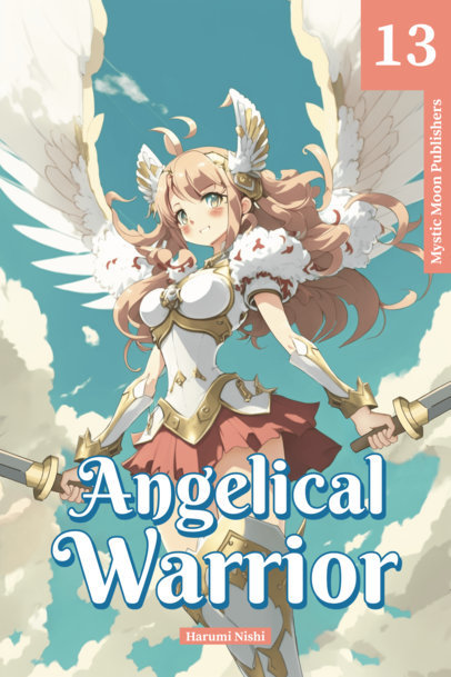 Fantasy Book Cover Maker Featuring an Anime Angelical Warrior
