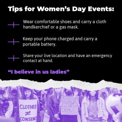 Informative Instagram Post Template Featuring Tips for Women's Day Events