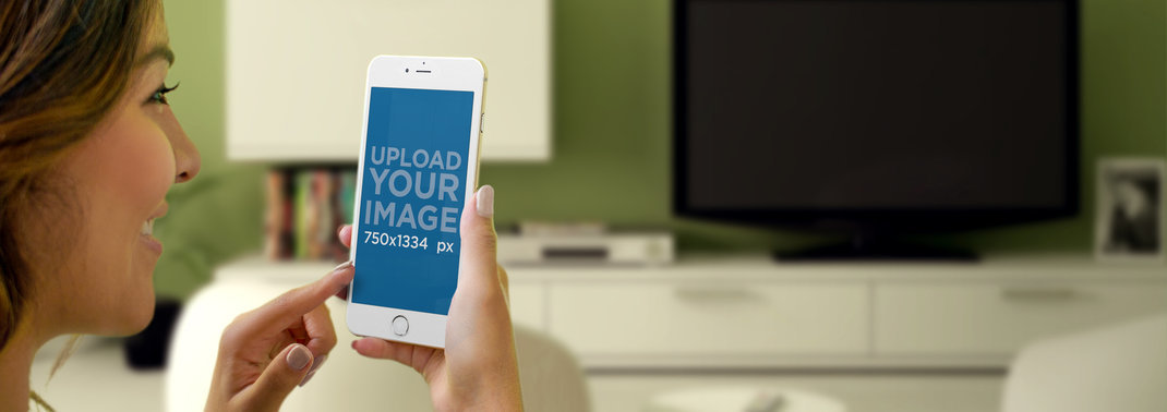 Digital Mockup of a Woman Using an iPhone