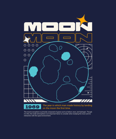 T-Shirt Design Maker Featuring a Moon Illustration for Space Day