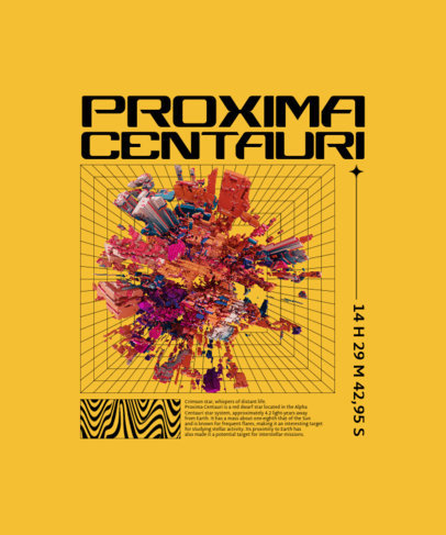 3D T-Shirt Design Template Featuring a National Space Day Theme