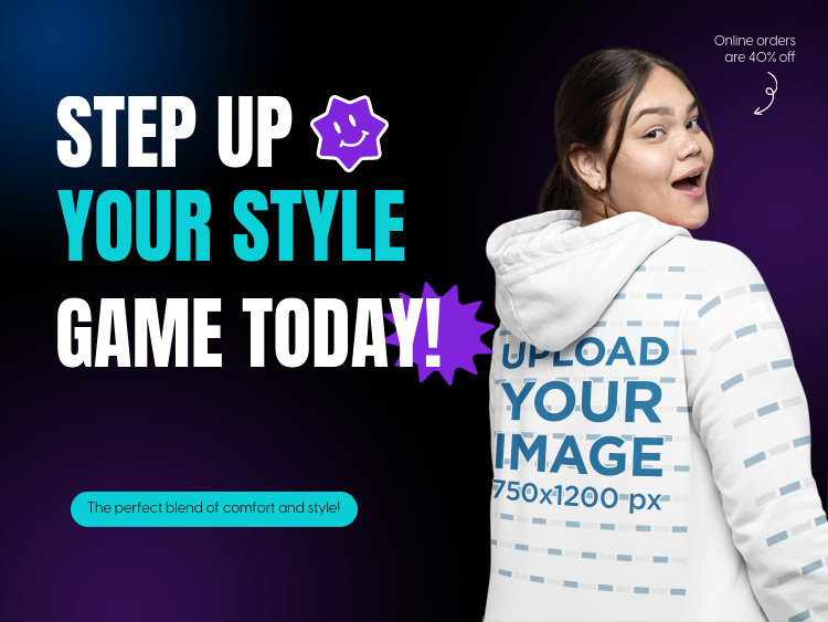 Back-View Hoodie Mockup Featuring a Smiling Woman for an Apparel Ad