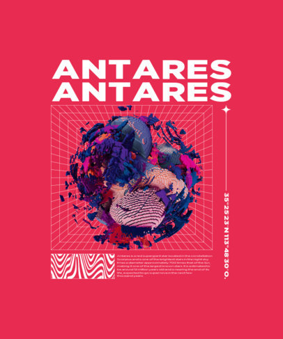 T-Shirt Design Template Featuring a National Space Day Theme