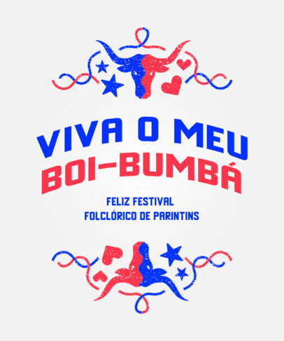 T-Shirt Design Maker for Parintis Folklore Festival with Bull Illustrations 5823d