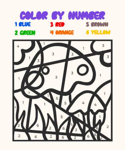 Worksheet Design Creator Featuring a Color-by-Number Mushroom Graphic 5733a