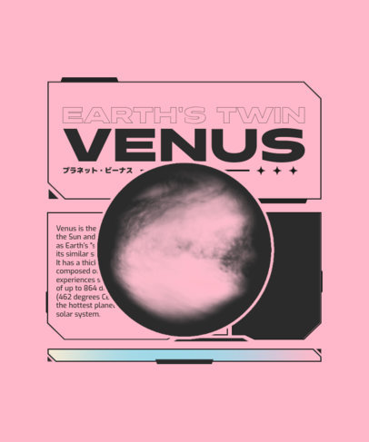 T-Shirt Design Template for National Space Day with a Venus Graphic