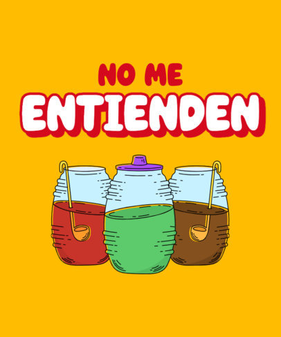 T-Shirt Design Template with Fresh Drink Jar Illustrations Inspired by El Chavo del 8 5575a