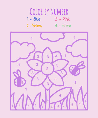Worksheet Design Generator for Kids Featuring a Color-by-Number Flower  5733c